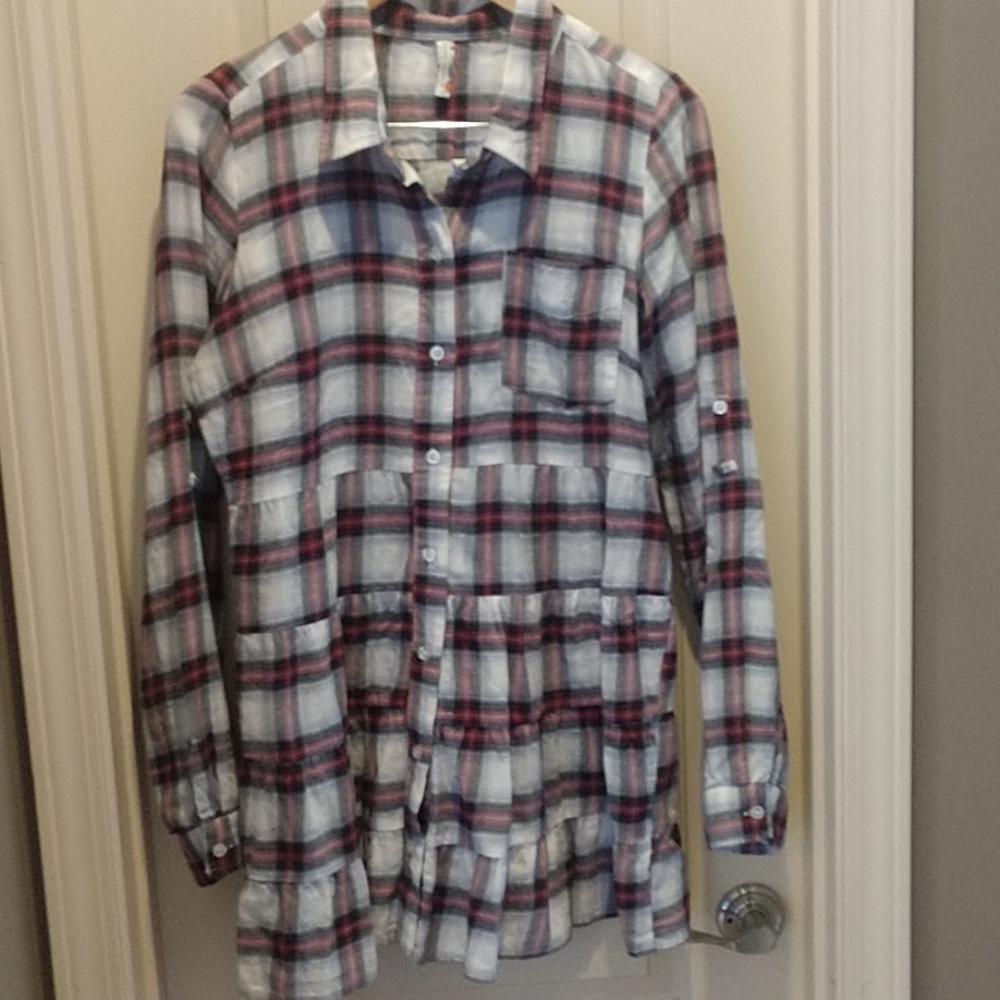 Free People Tunic Button Down Shirt- Sz Large